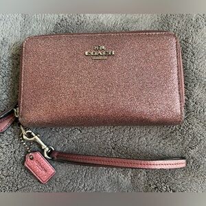 Purple sparkle Coach wristlet